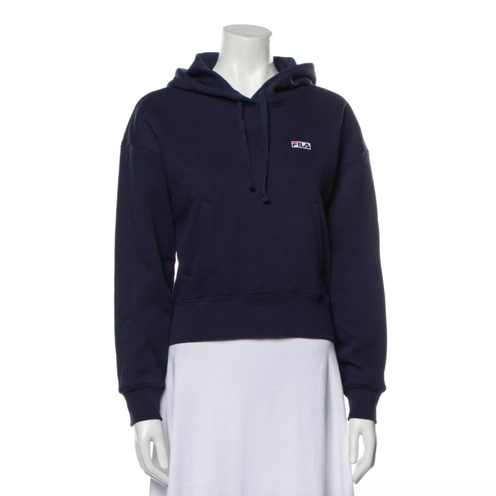 Fila Mid Cropped Navy Hooded Sweatshirt